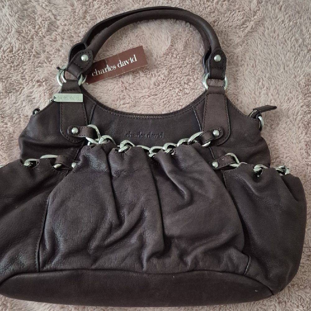 Charles David Dark Brown Leather Shoulder Bag